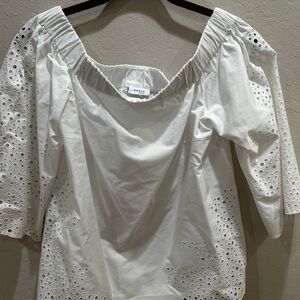 Akris Punto white Eyelet cotton Blouse size 8
